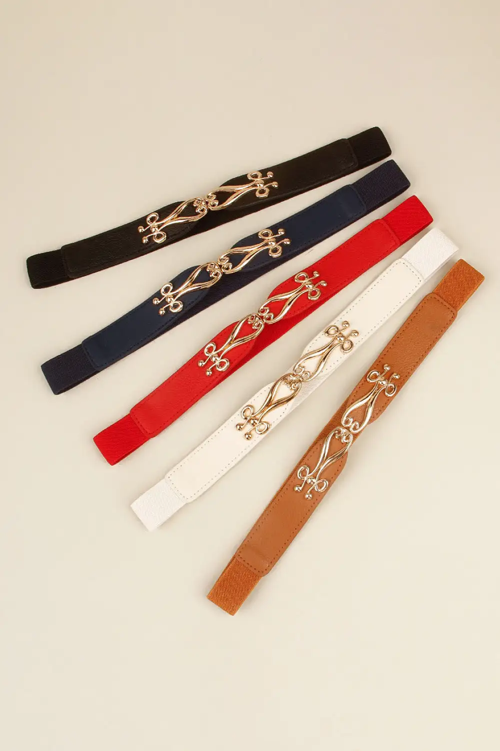 Polished Buckle Stretch Belt