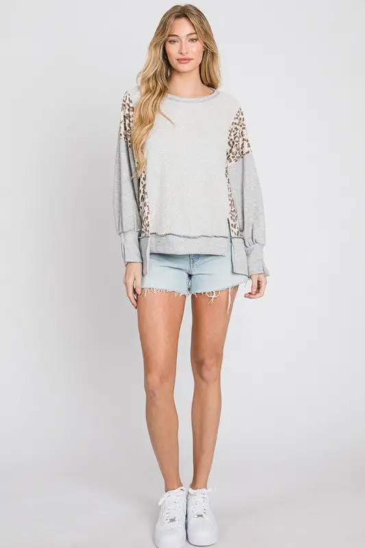 Tawny Kay Leopard Top Grey | URBAN ECHO SHOP