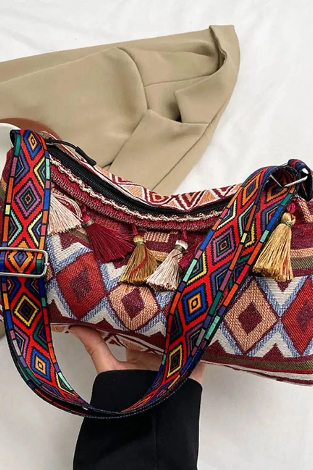 Tassel Accent Shoulder Bag