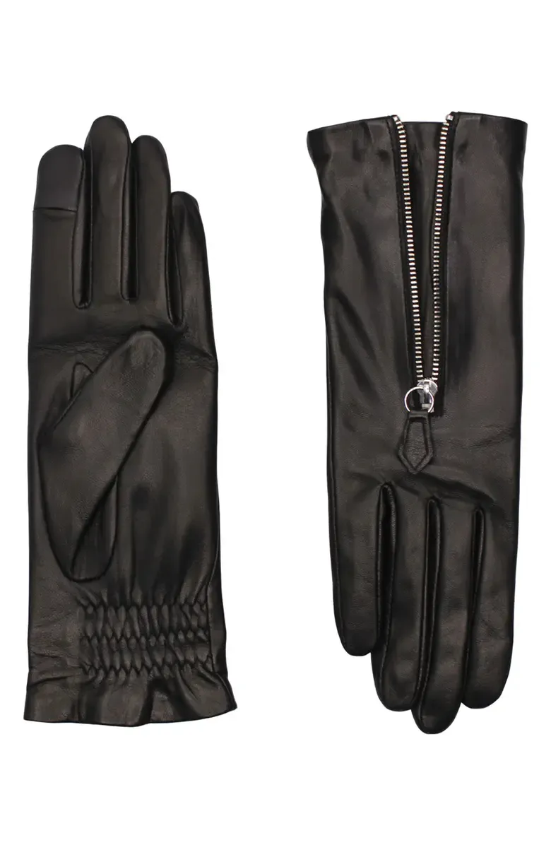 Jane Lambskin Leather Zip Gloves