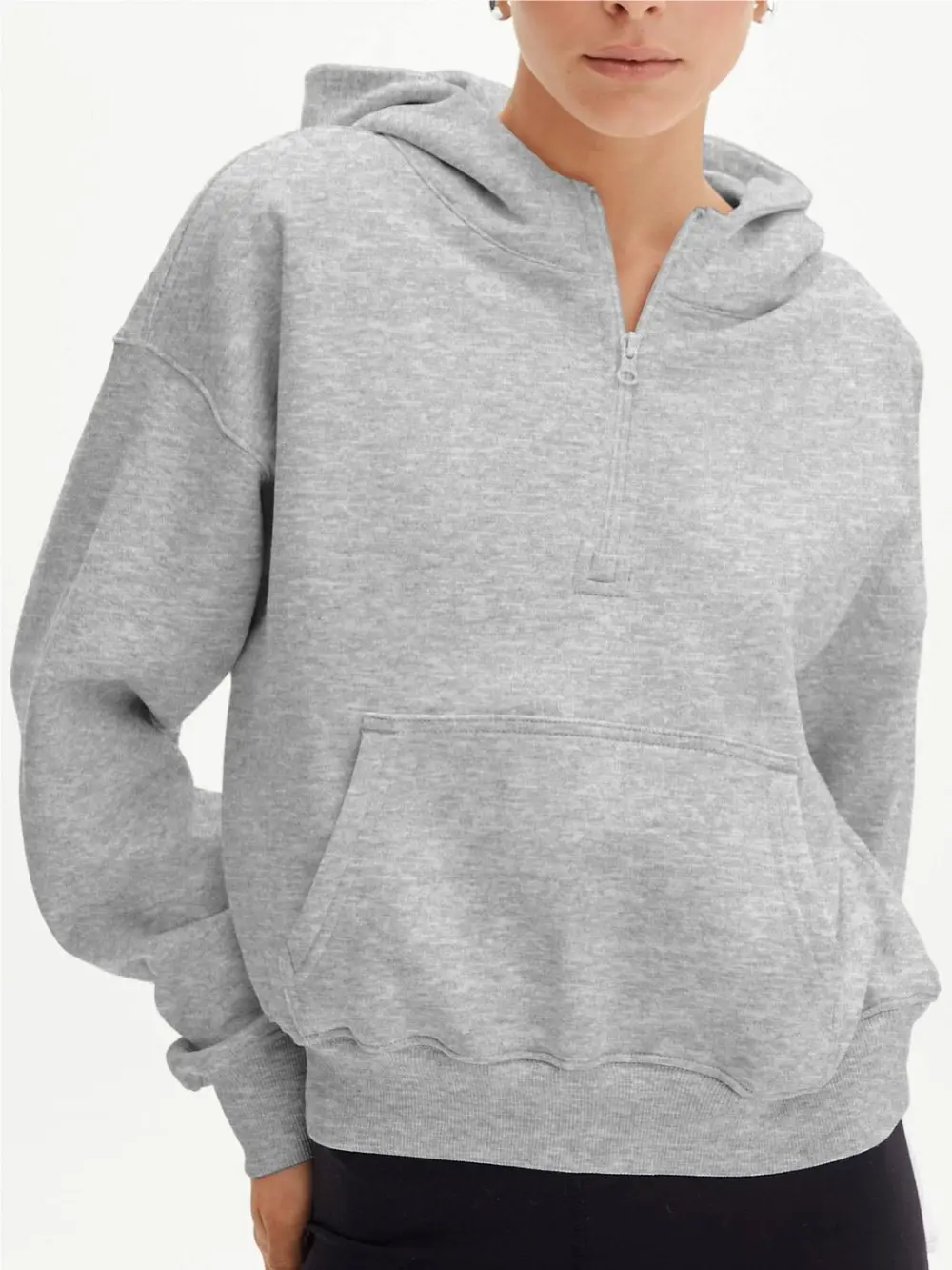 Zippered Long-sleeved Pullover Hoodie