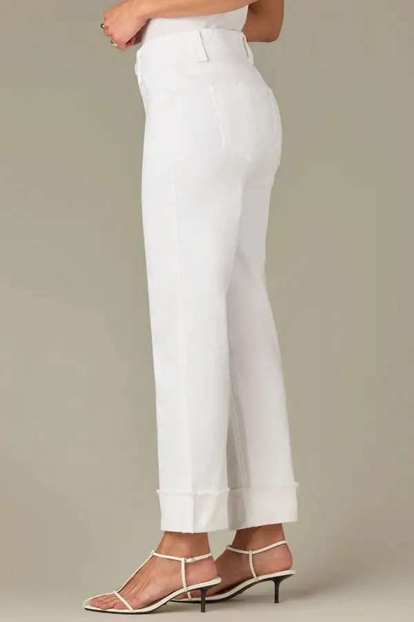Petite High Rise Frayed Hem Boyfriend Pants