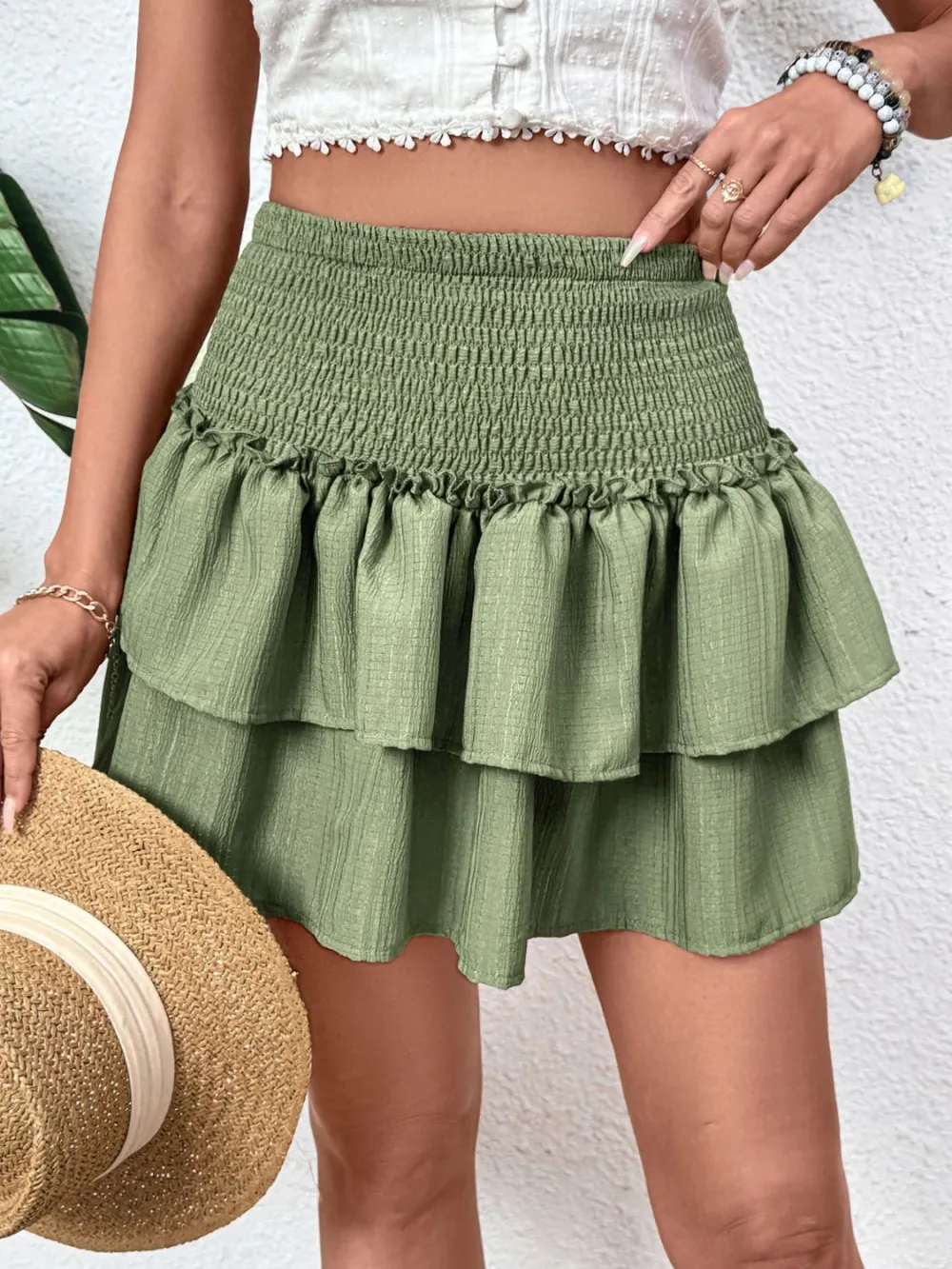 Layered Smocked Mini So Skirt