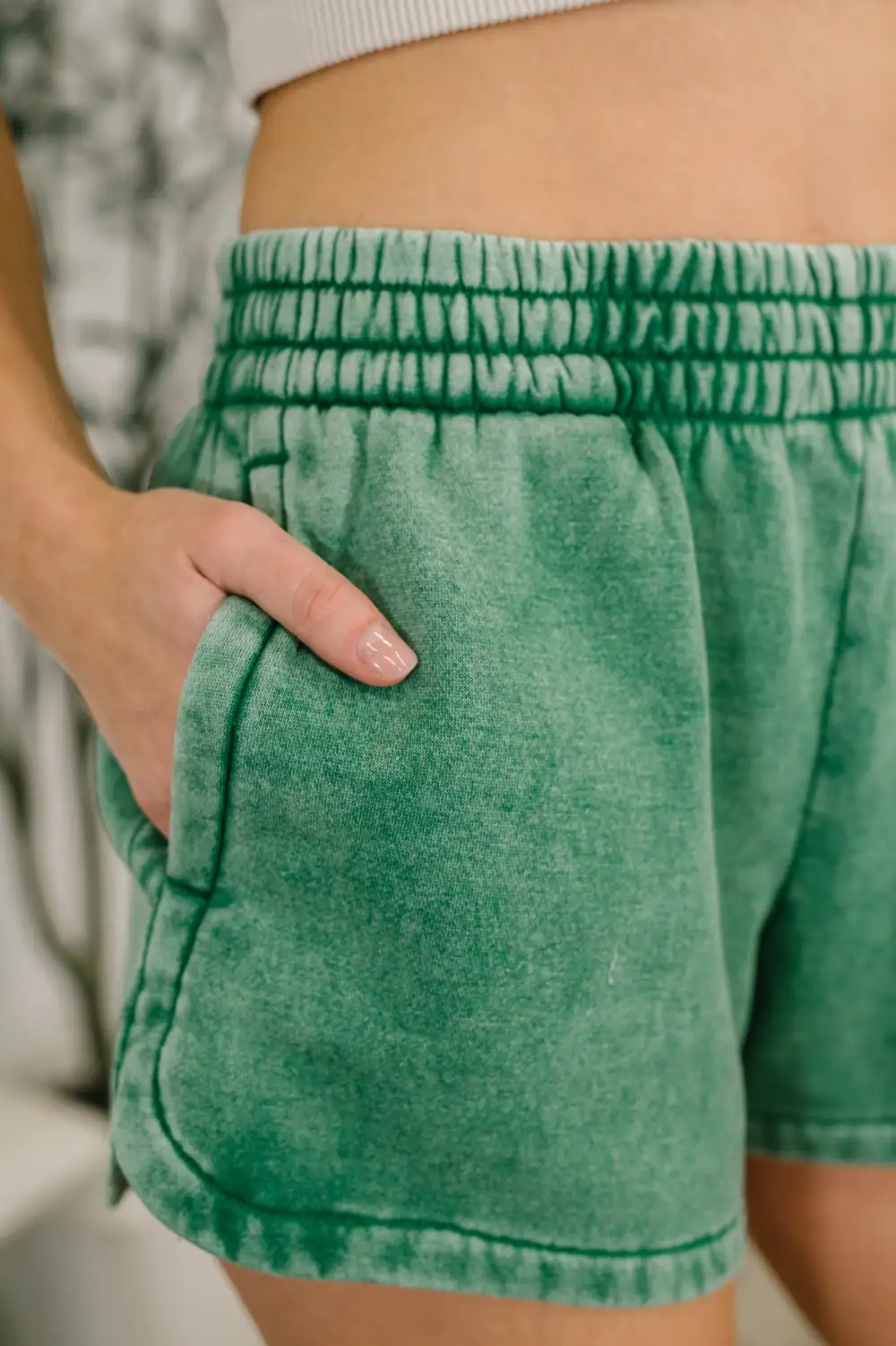 Daily Routine Mineral Wash Shorts in forest