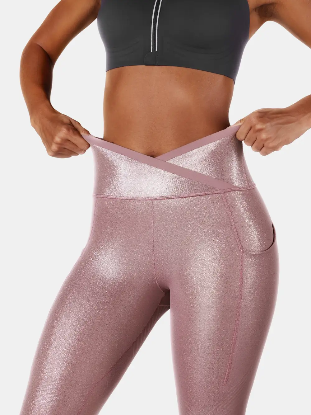 Body Sculpt Faux Leather Side Pocket Leggings