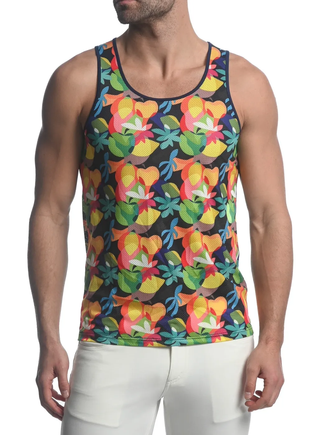 Casual Printed Mesh Tank Top