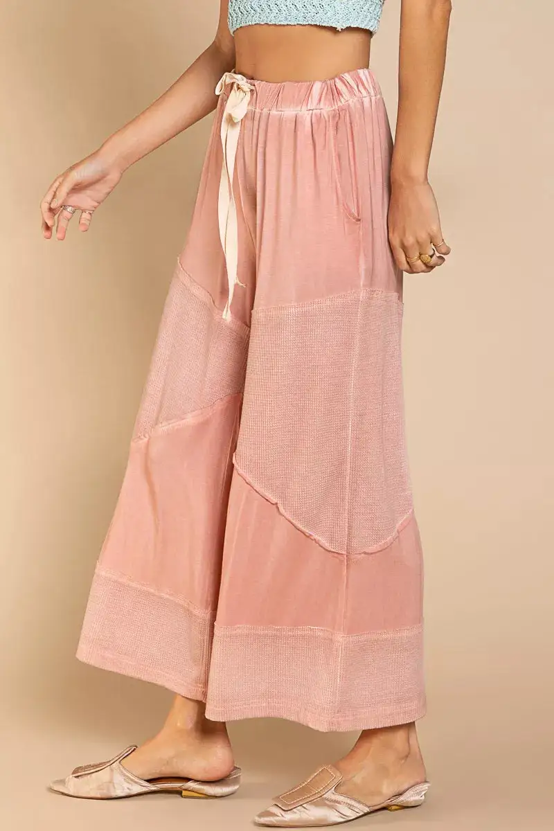 Relaxed Elastic Waistband Wide Leg Pants With Drawstring