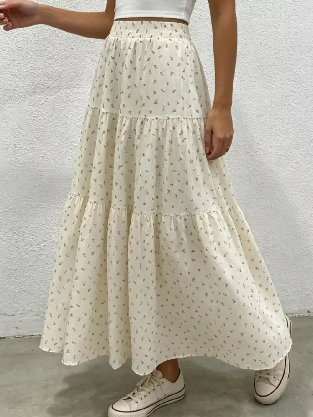 Tiered Floral Maxi Skirt