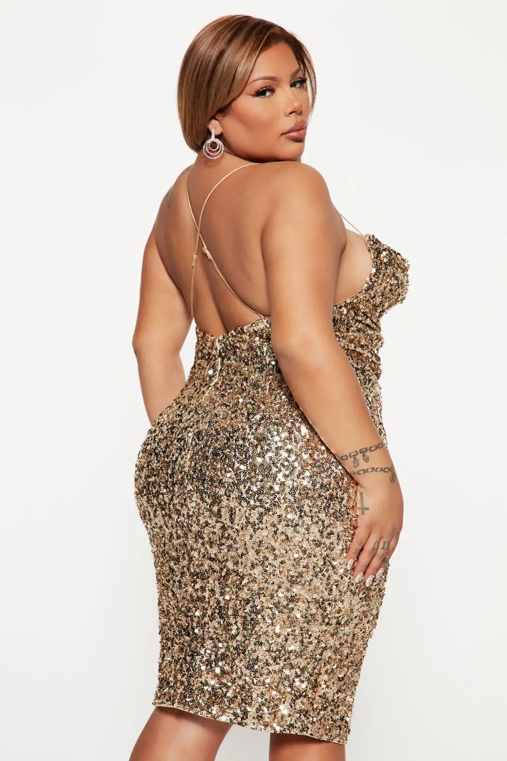 You Wish Sequin Midi Dress - Gold