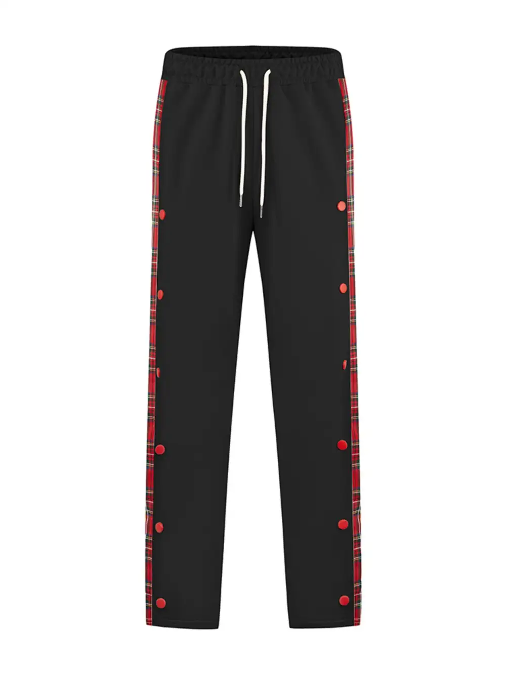 Men's Full Size Drawstring Plaid Side Stripe Pants