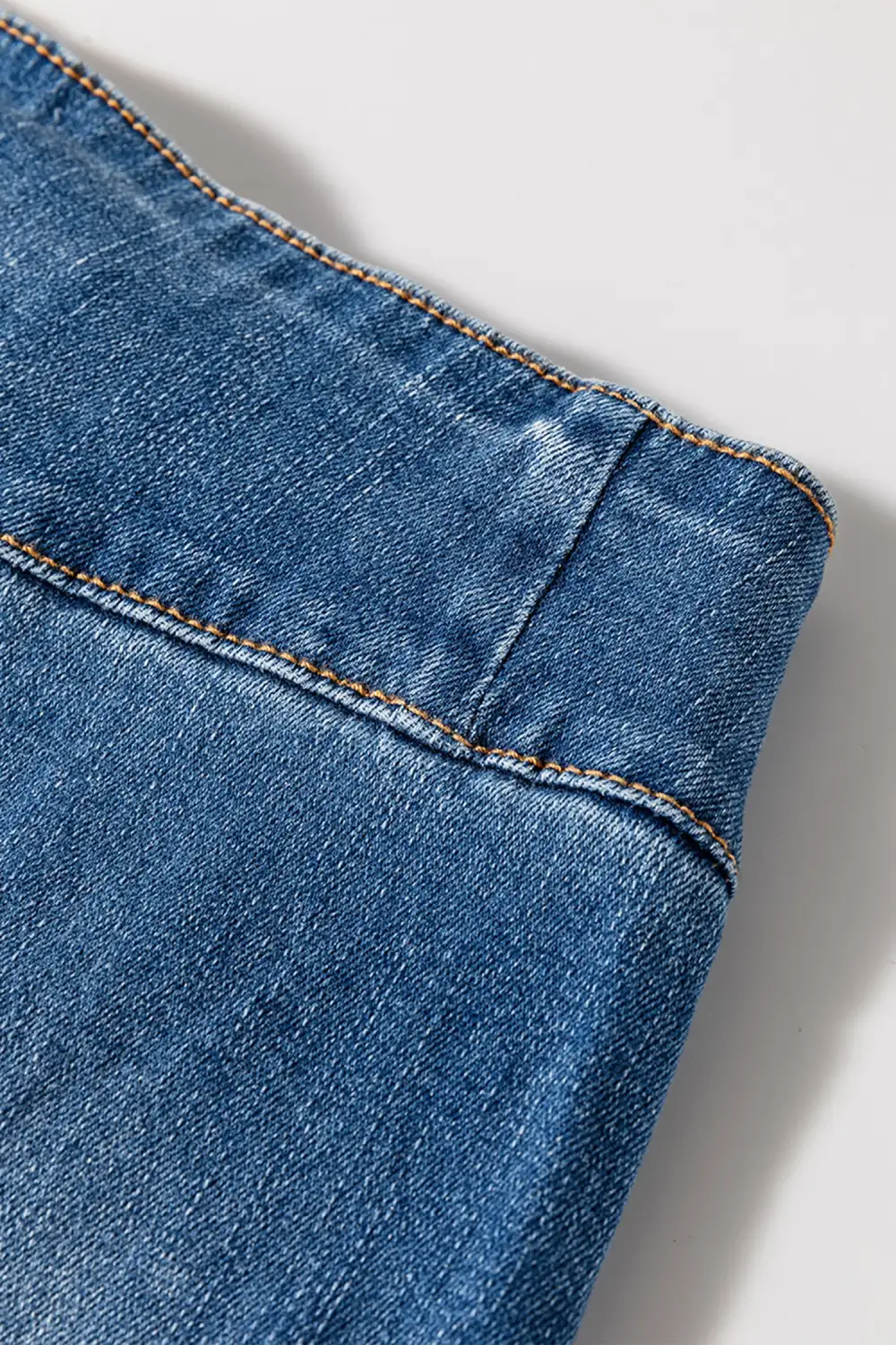 Flare High Waist Raw Hem Button Jeans
