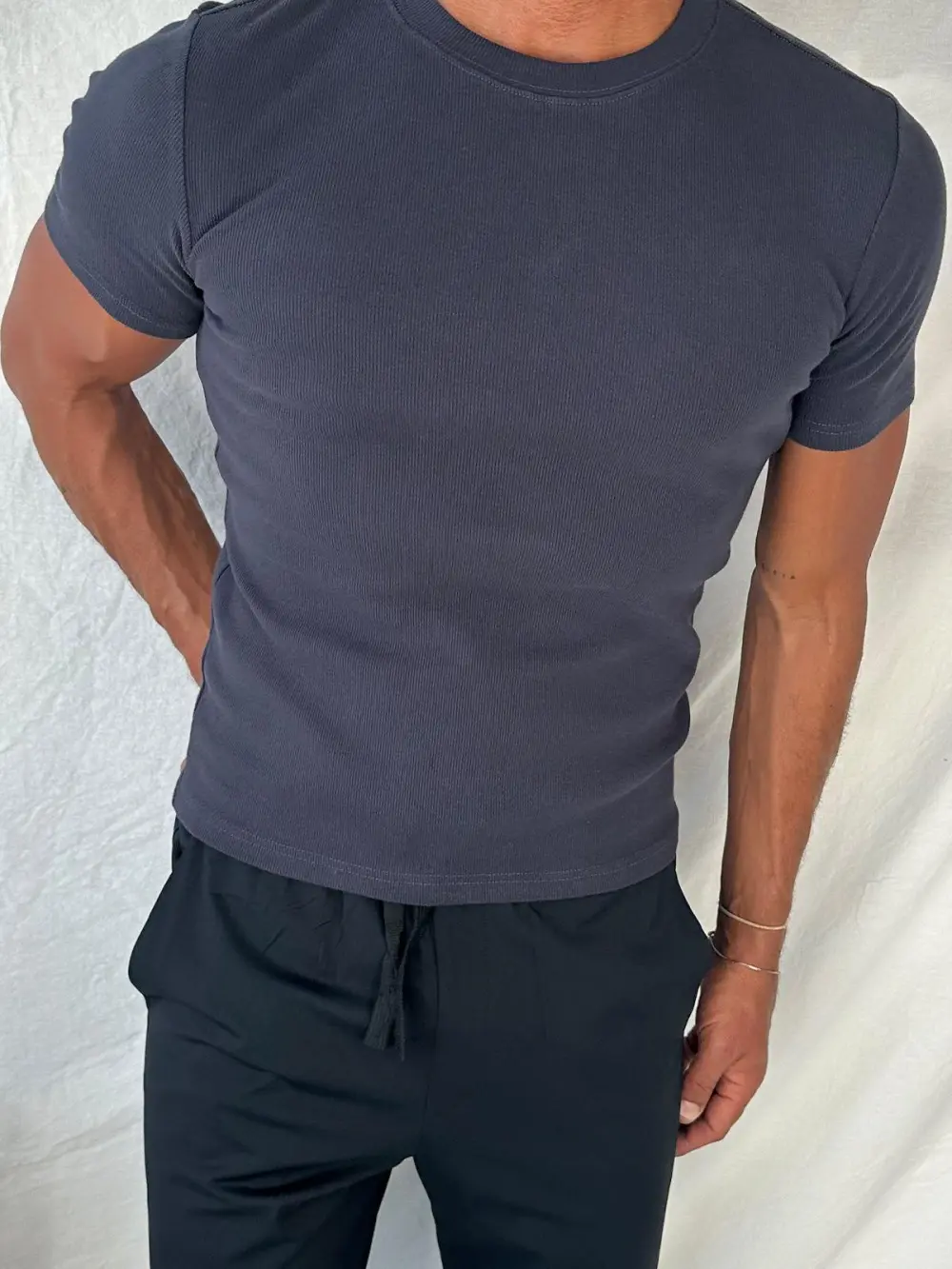 Simple Casual And Daily Silver Dark Grey Tee