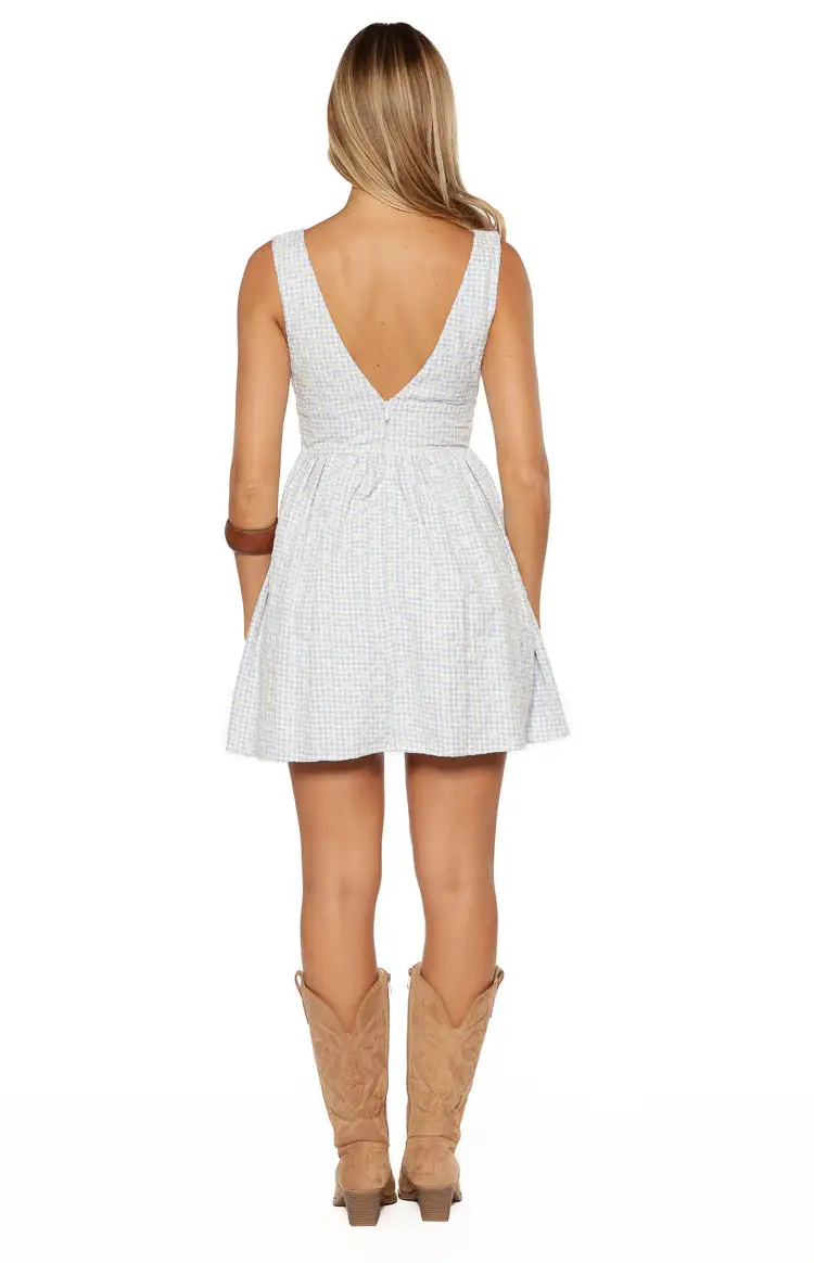 V Neck Floral Tie Mini Dress