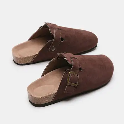 Buckle Suede Slides