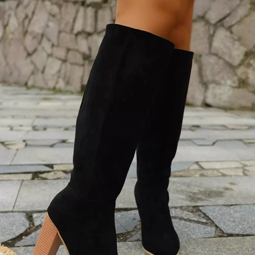 Modern Refined Pointed Toe Block Heel Boots