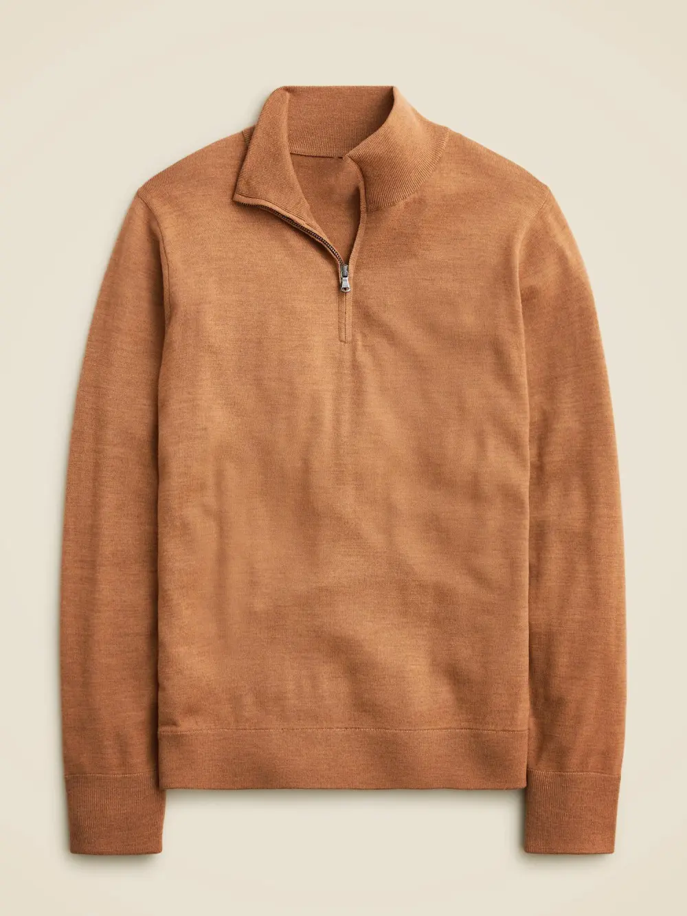 Camel Quarter Zip Knit Sweater
