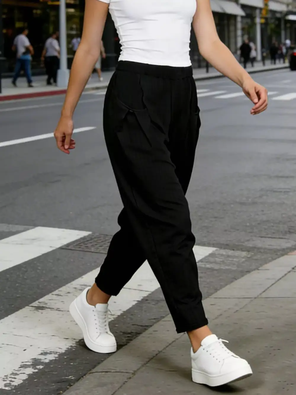 Casual Elastic Waist Harem Pants