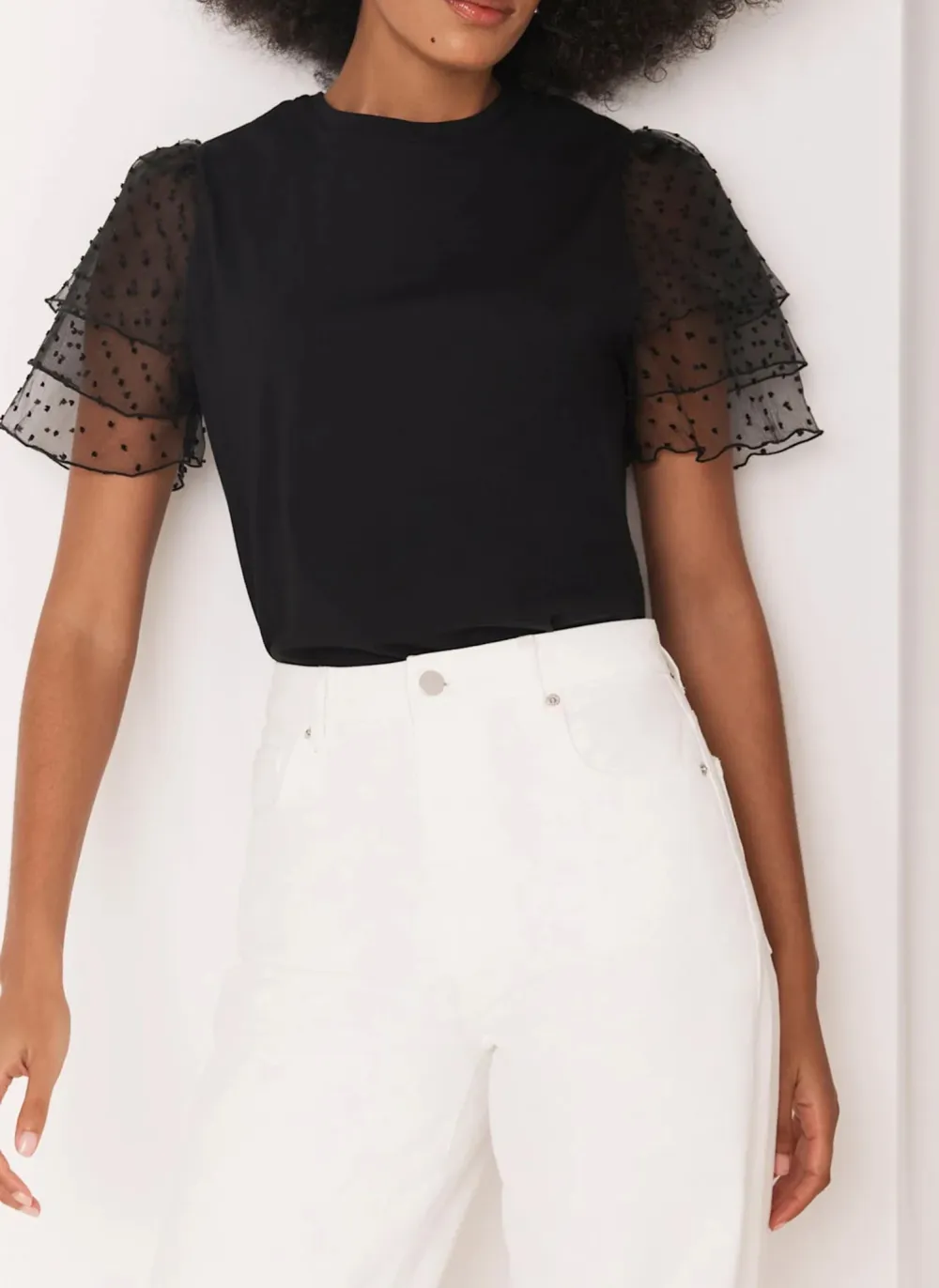 Casual Style Black Cotton T-Shirt