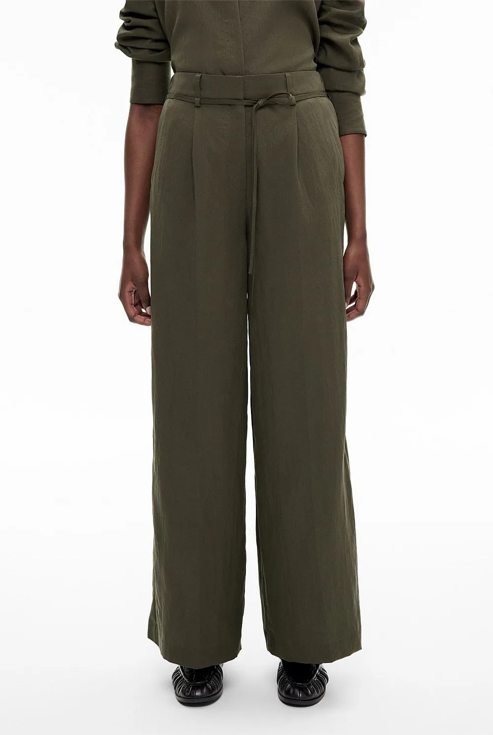 Tie-Waist Straight-Leg Sport Pants
