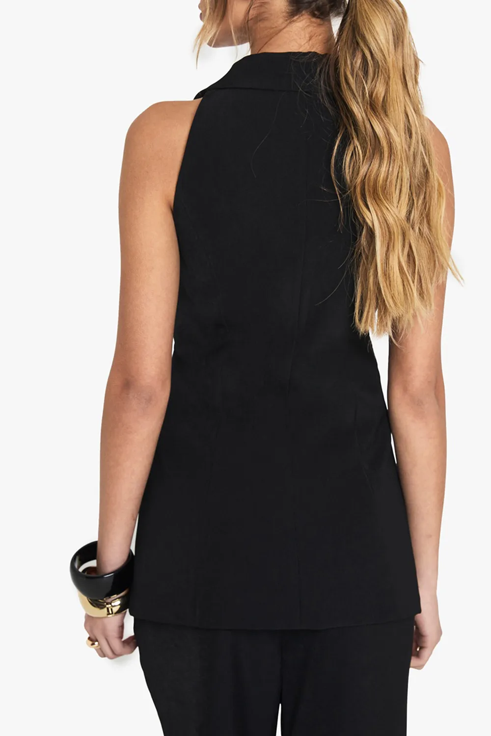 Sleeveless Deep V Single Button Ladies Vest