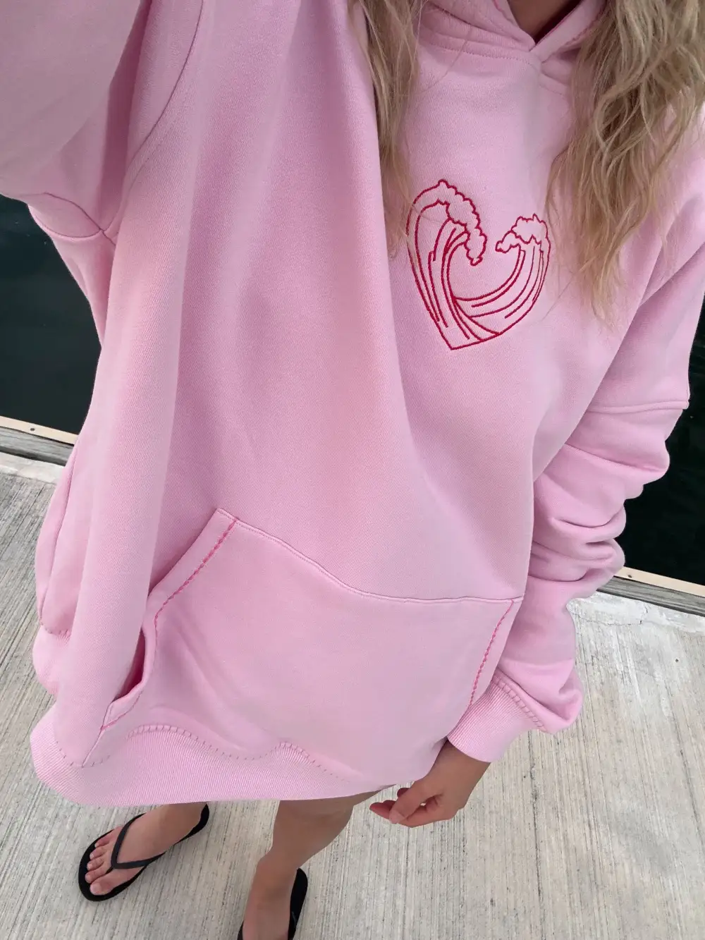 Bubblegum Ocean Heart Stitched Hoodie