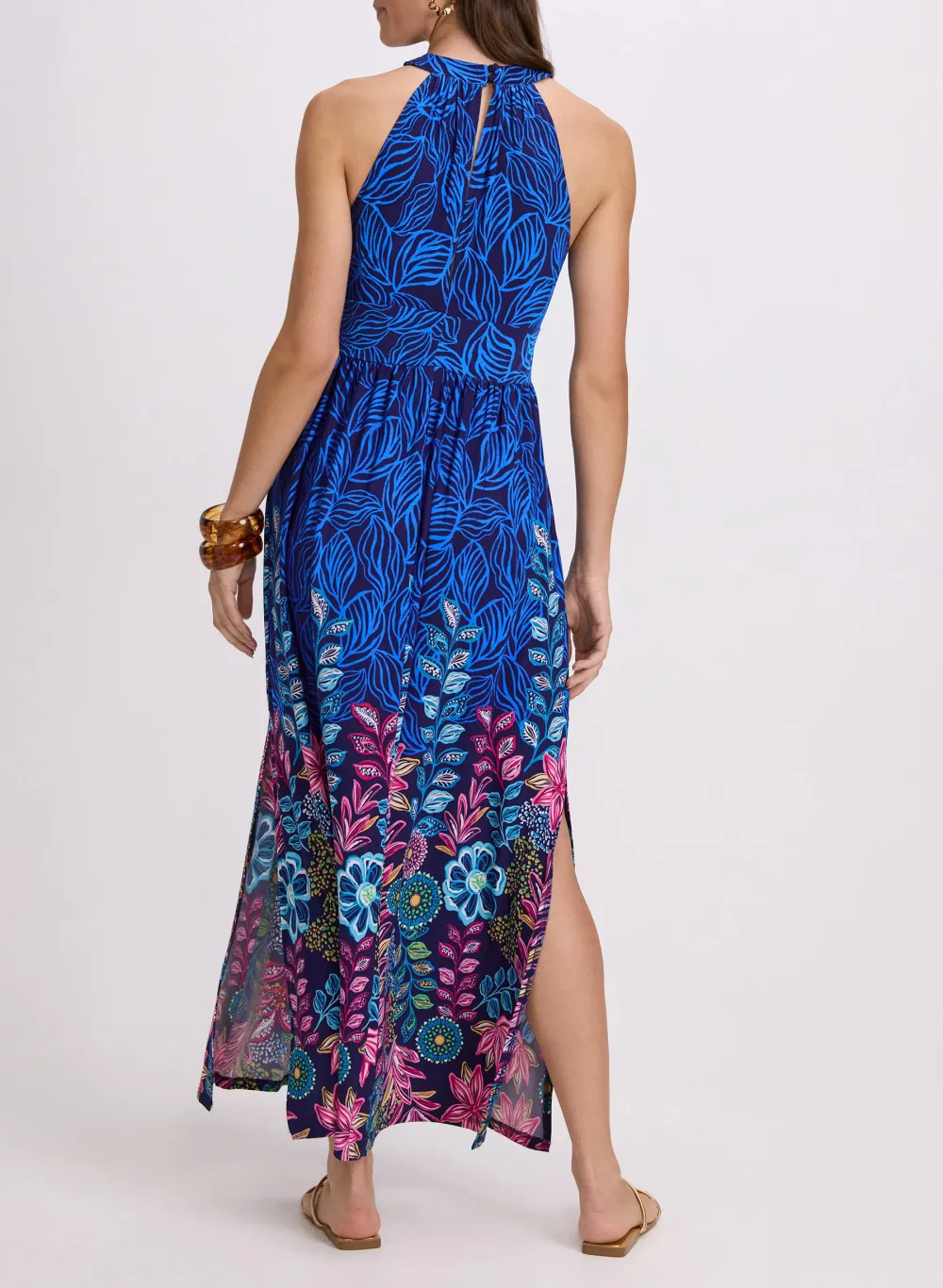 Botanical Print Casual Maxi Dress