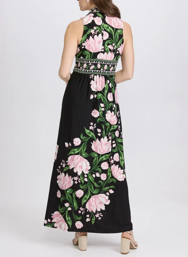 Retro Floral Print Long Dress