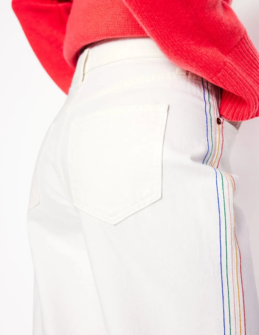 White Side - Stripe Wide - Leg Pants