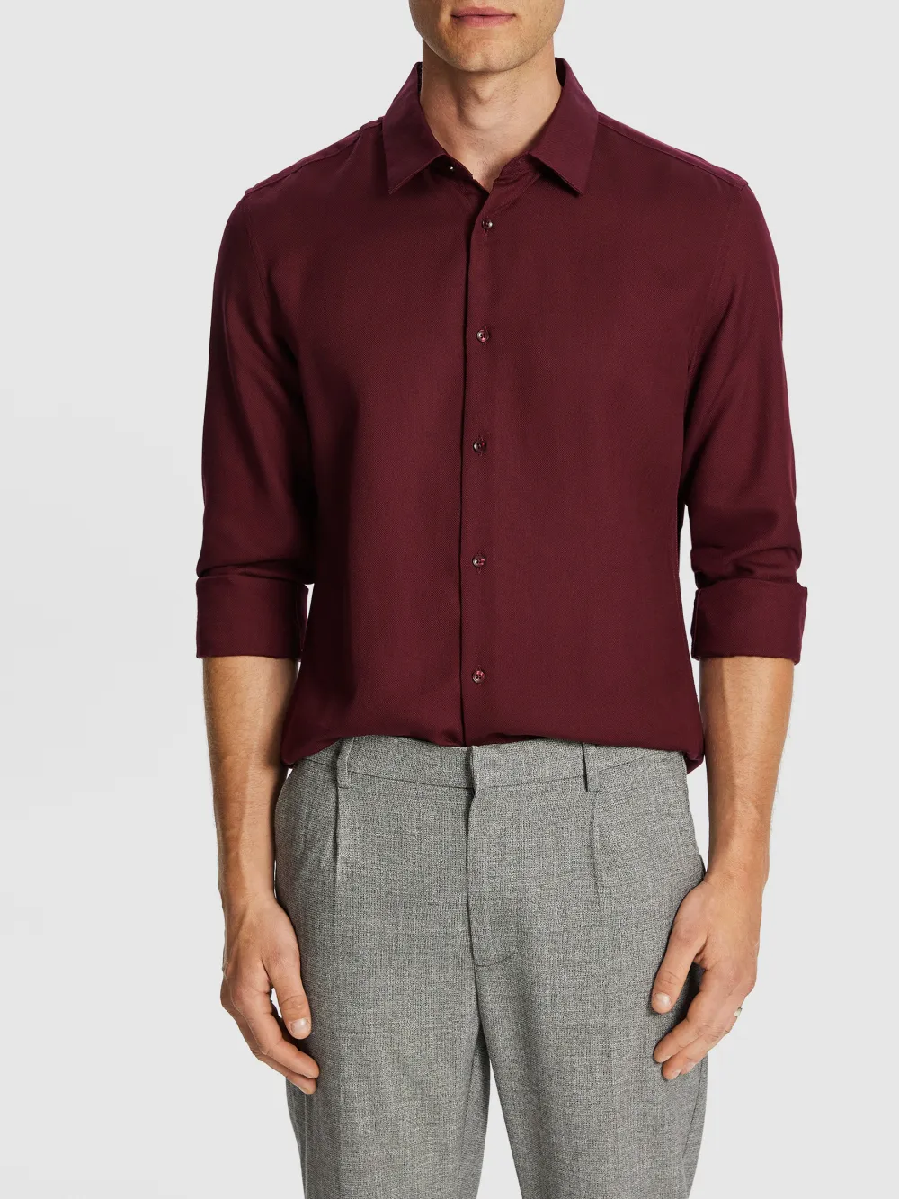 Burgundy Casual Style Long Sleeve Shirt