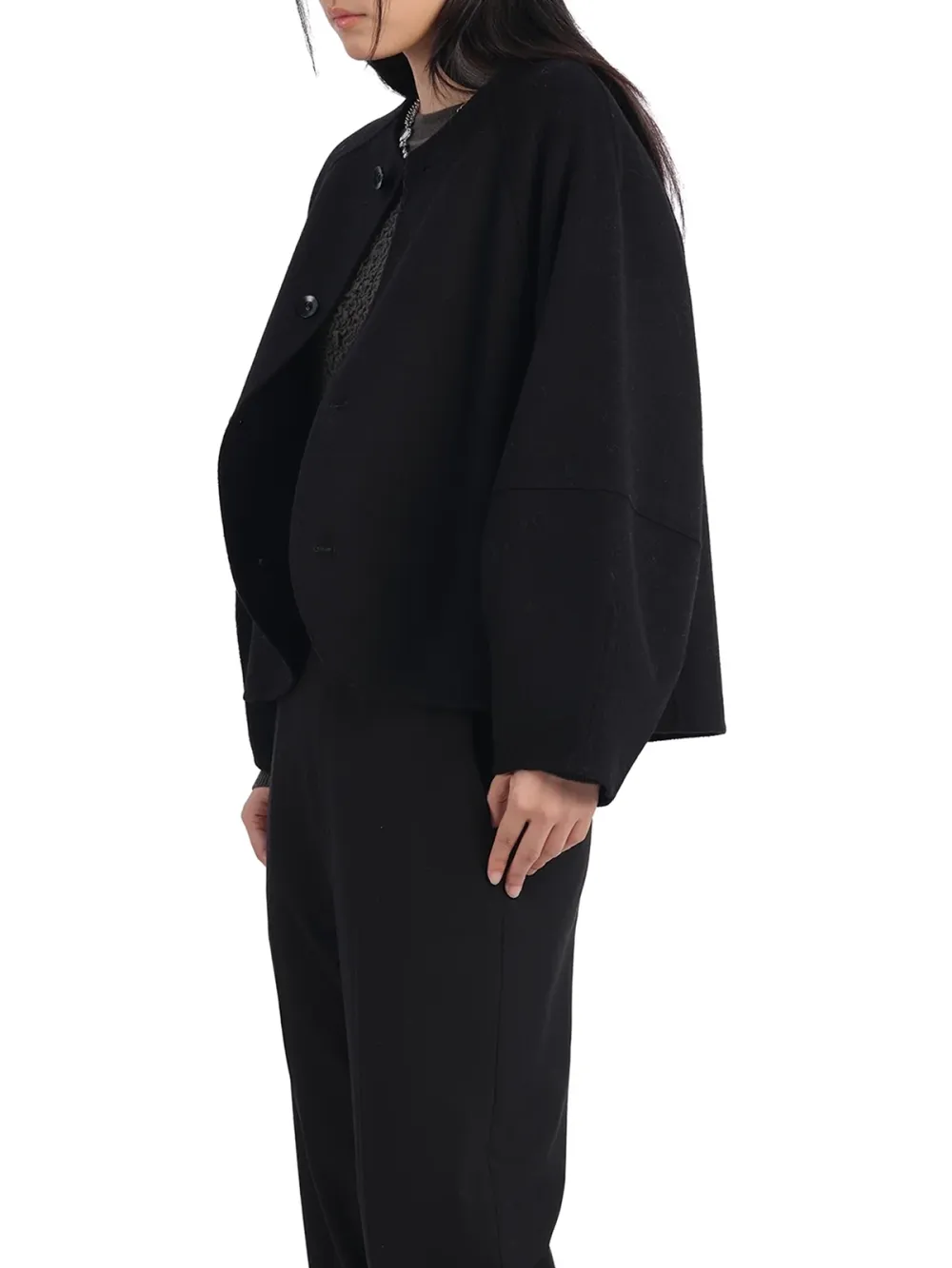 Cropped Wool Blend Jacket