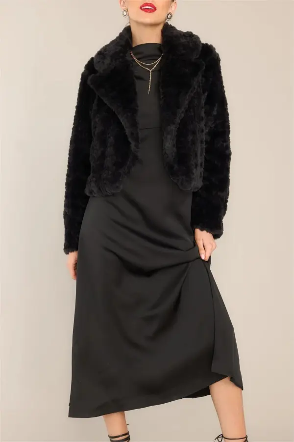 BLACK FAUX LEATHER BOMBER JACKET