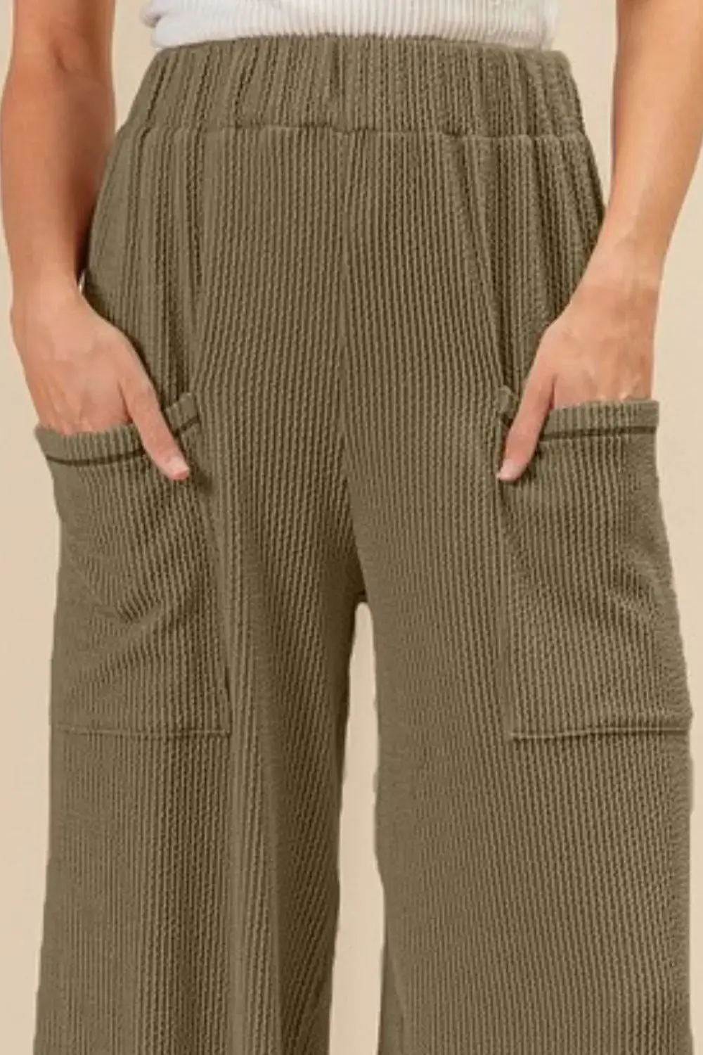 Cord Rib Waist Band Side Pocket Pants