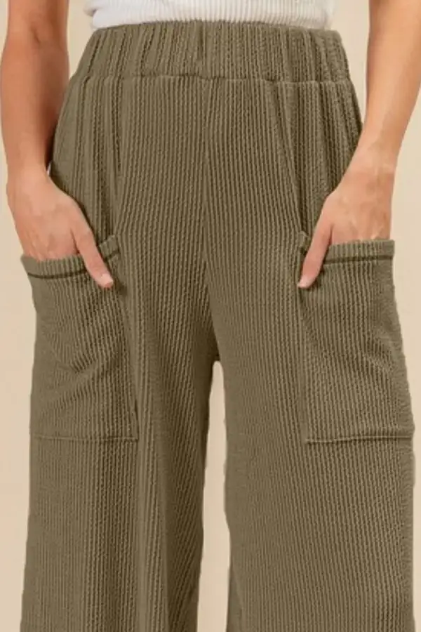Cord Rib Waist Band Side Pocket Pants
