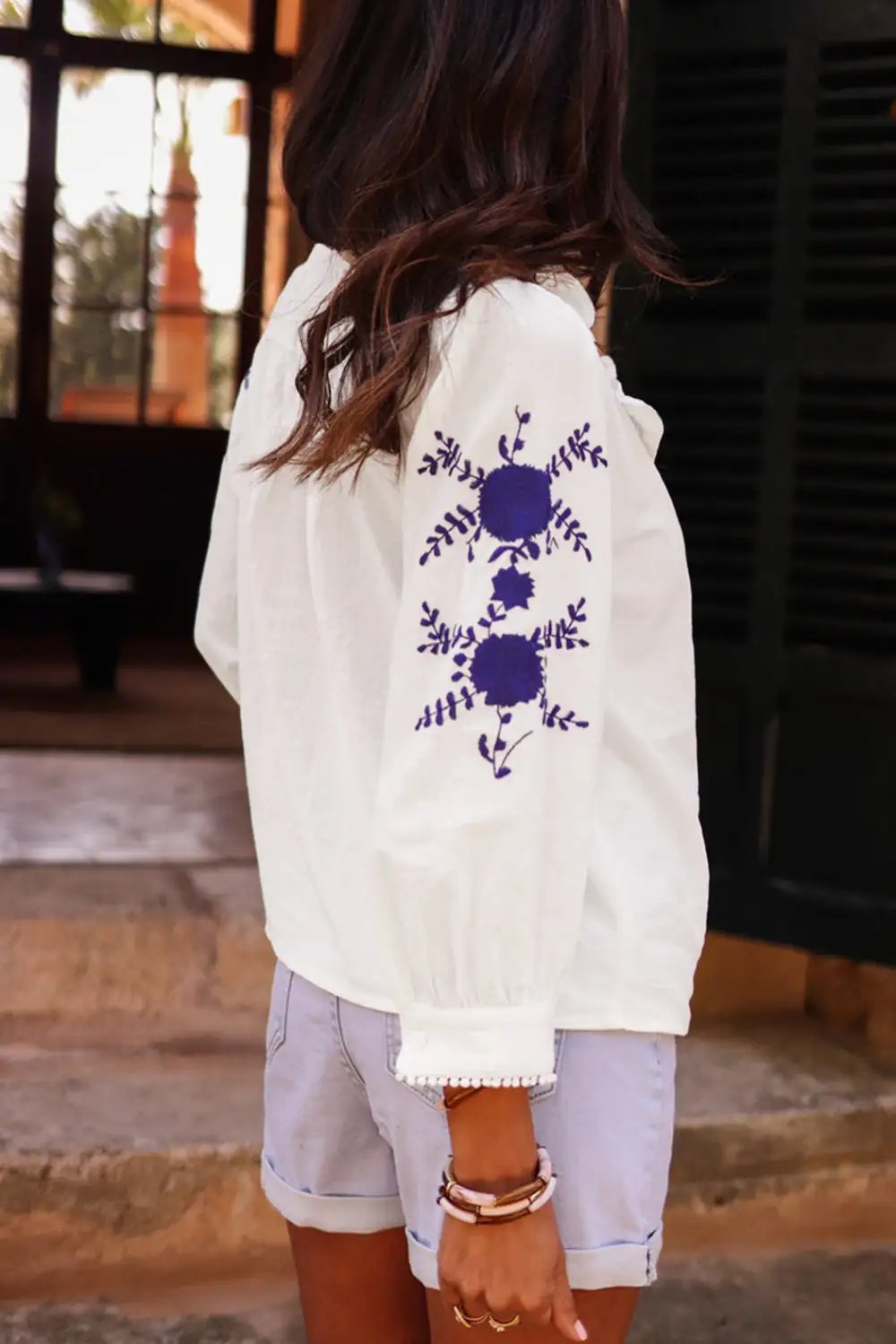 Embroidered Floral Casual Shirt