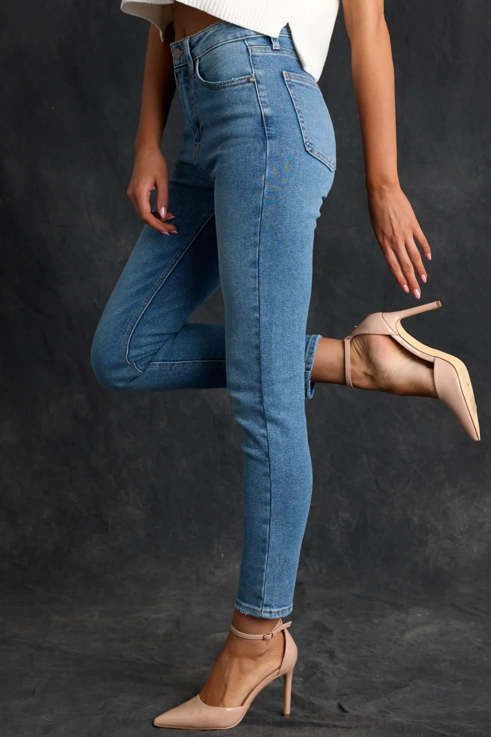 Medium Wash Stretch Skinny Jeans