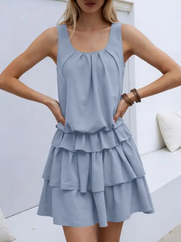 Ruffle Sleeveless Mini Dress