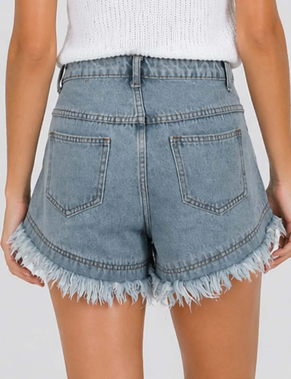 Pocket Frayed Denim Shorts