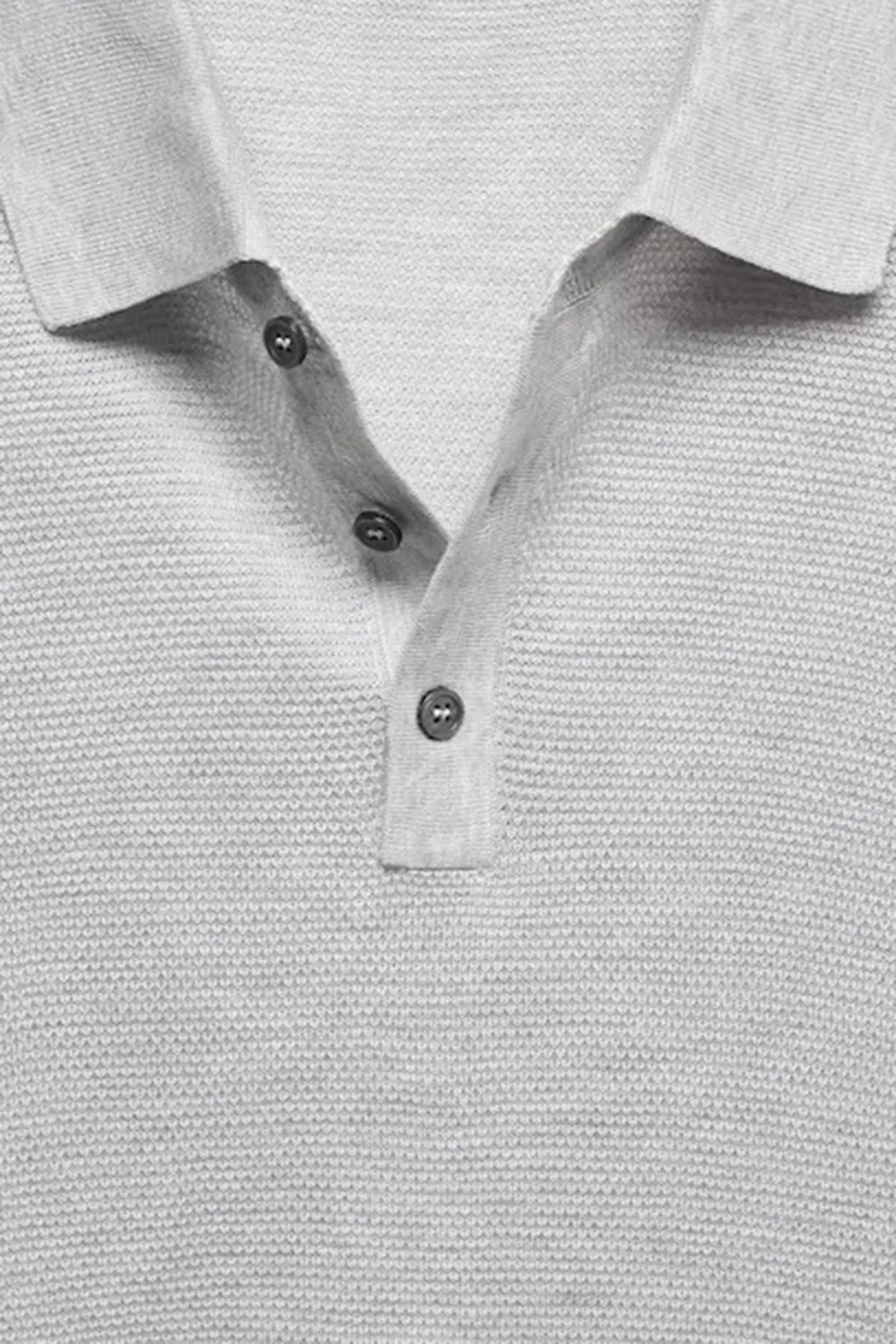 Buttoned Micro-Structure Knitted Polo Shirt