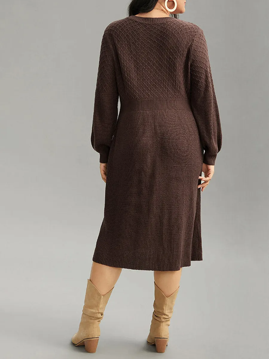 Plus-size V-neck sweater dress