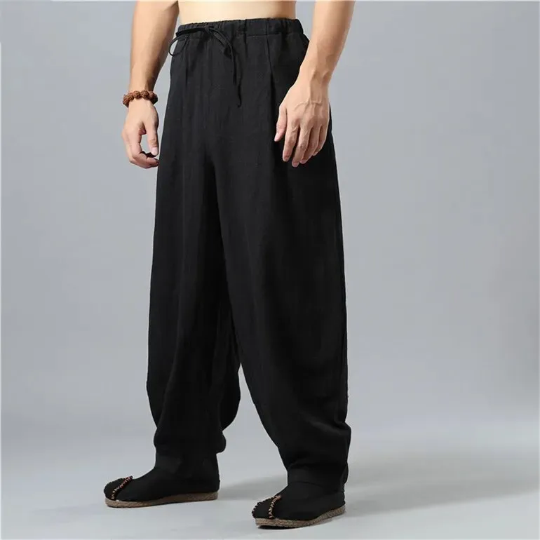 Men's Linen Blend Drawstring Pants