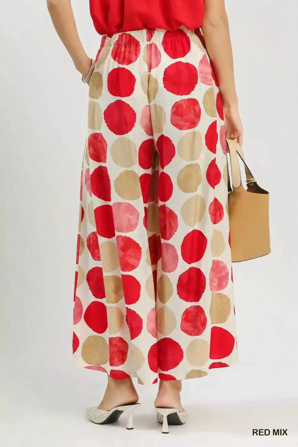 Relaxed Dot Print Wide Leg Pants