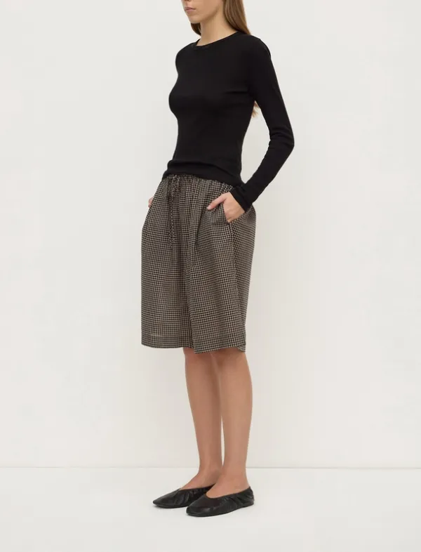 Brown & Black Checked Longline Short
