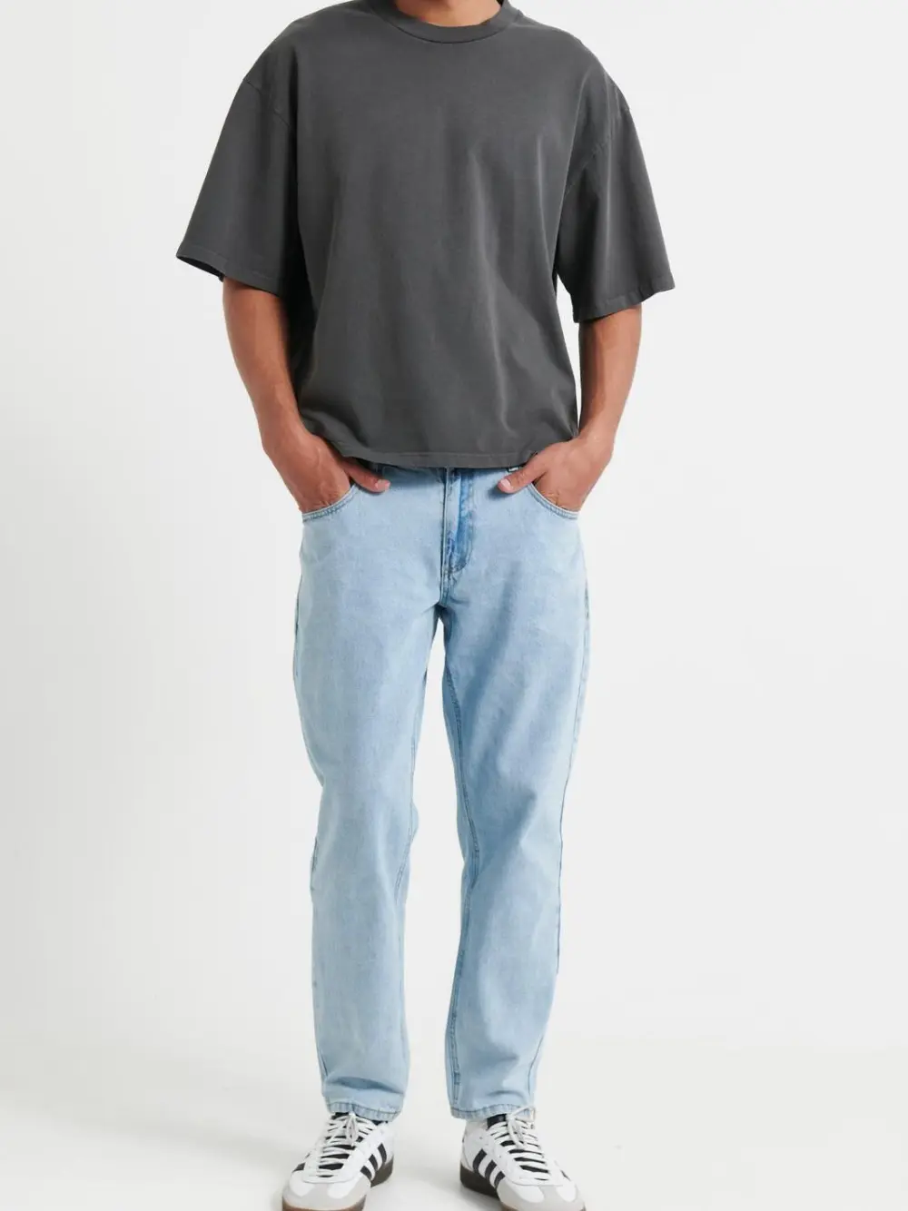 Simple Casual And Daily Silver Charcoal Tee