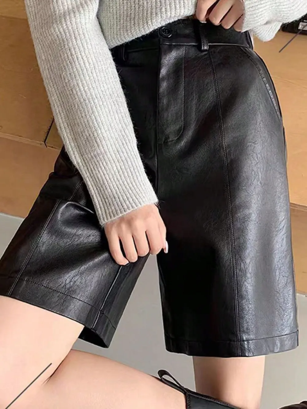 Leather High Rise Shorts