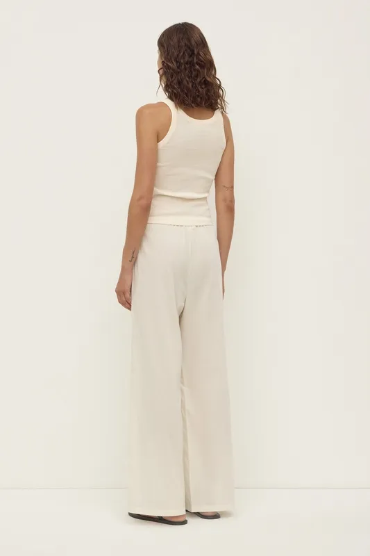 White & Grey Striped Cotton Drawstring Pant