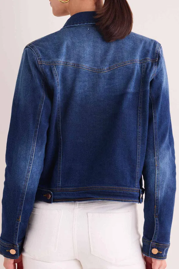 Dark Blue Denim Classic Button-Front Jacket