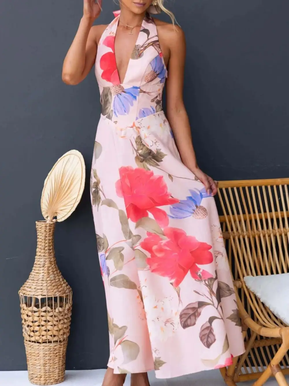 Clean Line Floral Printed Maxi Dress