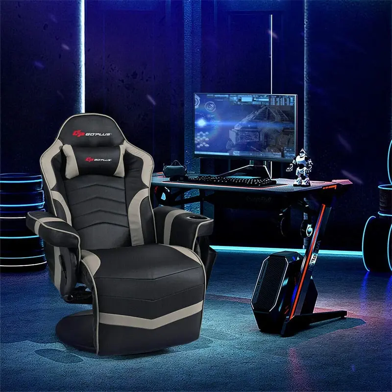 Ergonomic High Back Massage Gaming Chair Racing Style Gaming Recliner with Adjustable Backrest Footrest