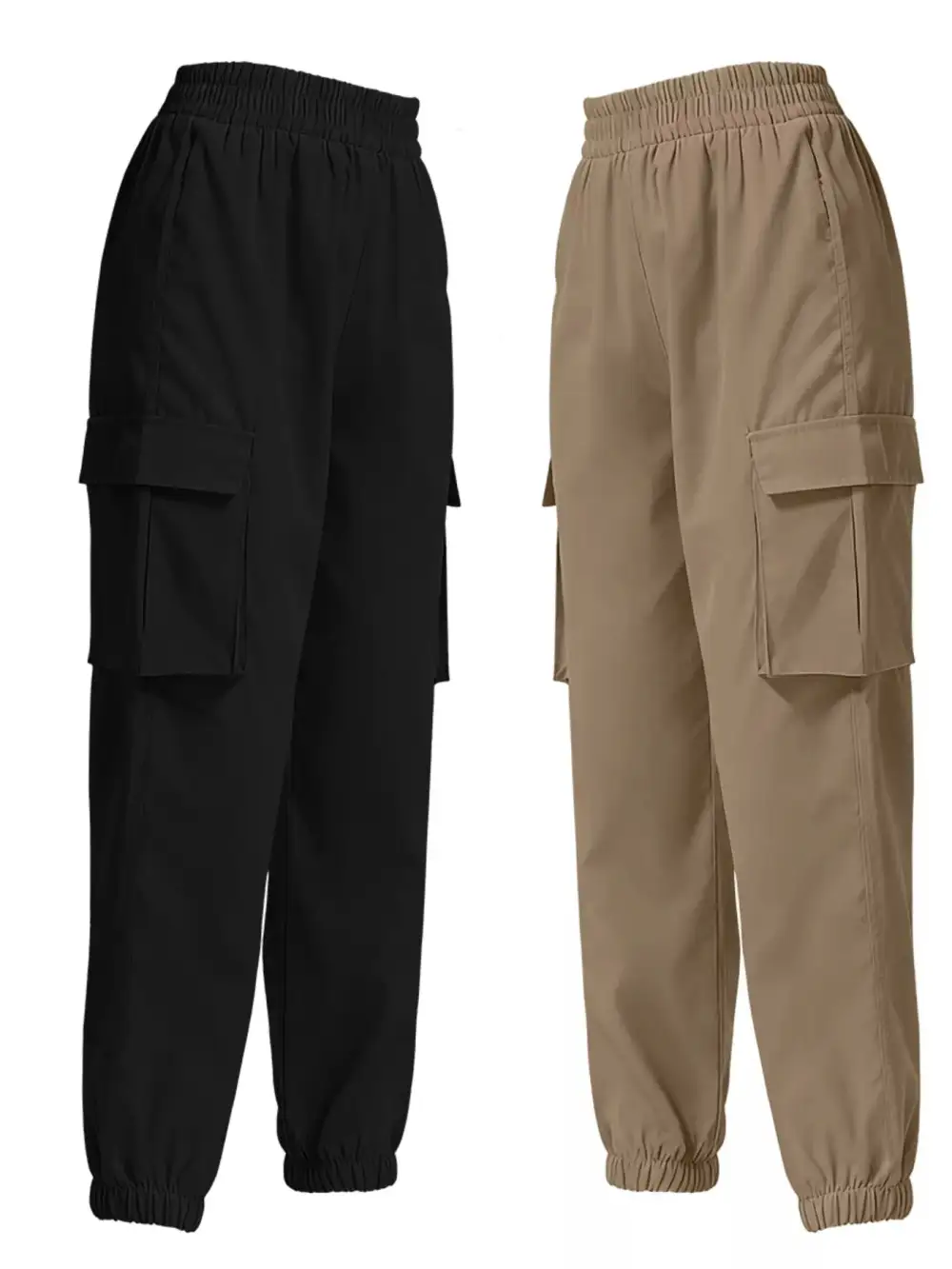 Piece Elastic Waist Cargo Pants
