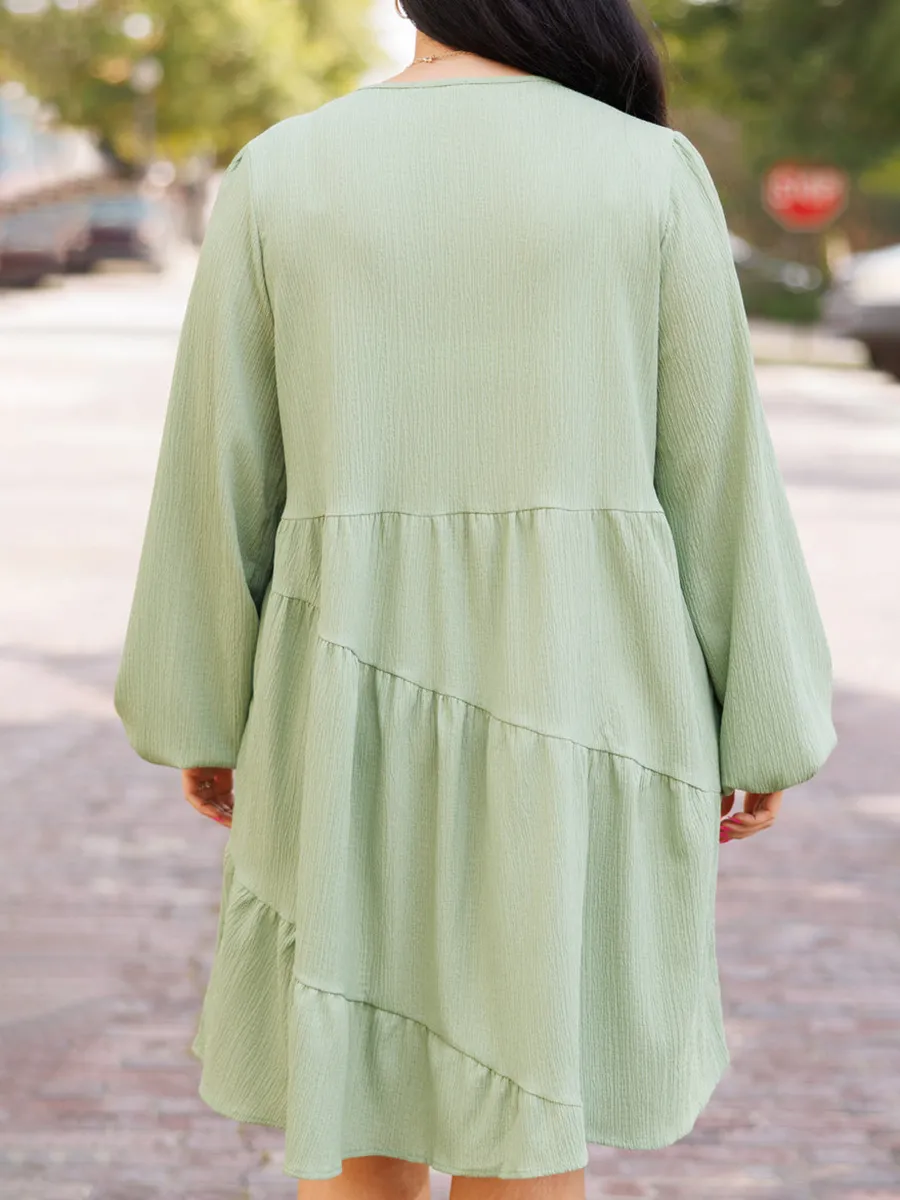 Split V-neck loose fitting dress